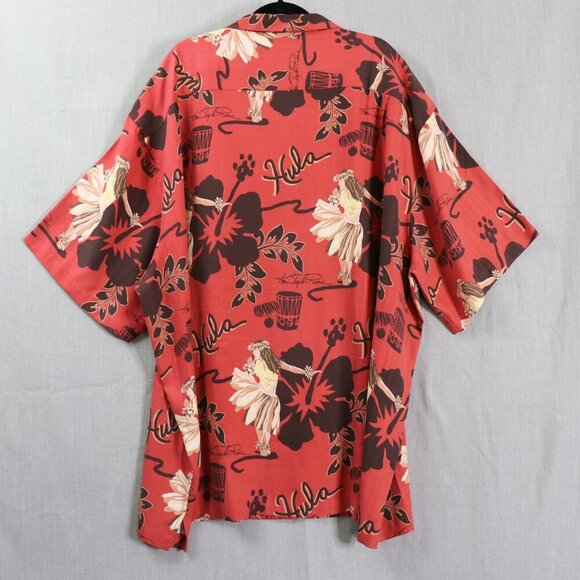 Hilo Hattie Hawaiian Shirt Men’s 3XL Red Hula Dancer Floral 100% Silk Aloha Camp - Picture 9 of 12